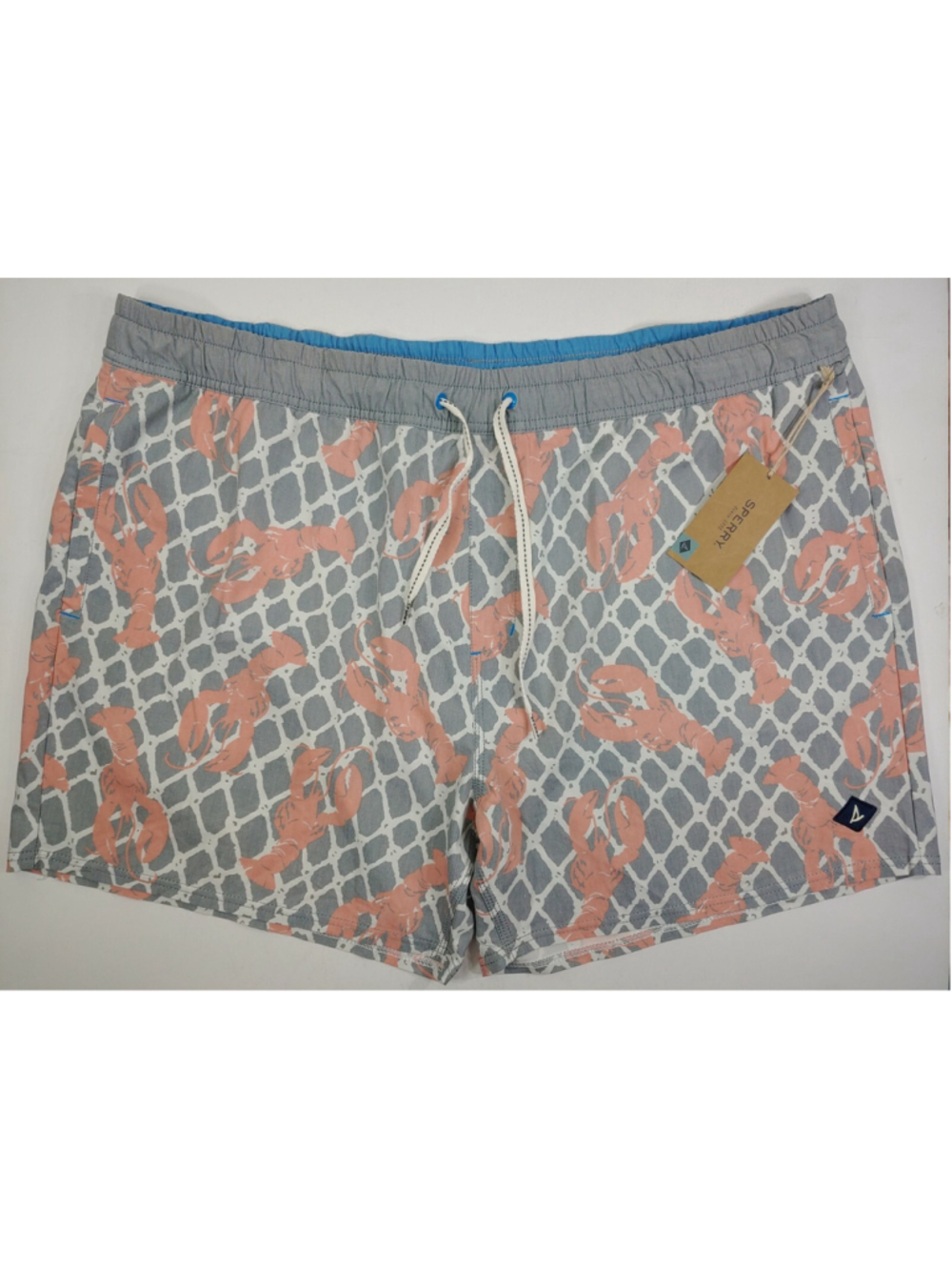 NEW Sperry Top-Sider Lobster Swim Trunks Suit Men XXL Mesh Lined Stretch 2XL